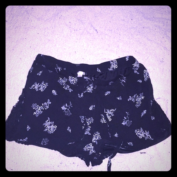 Xhilaration Pants - 3/$13. Black shorts with white flowers
